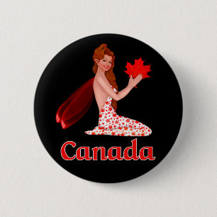 Canadian Pixie with Maple Leaf 6 Cm Round Badge