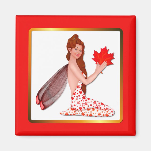 Canadian Pixie with Maple Leaf Magnet (Front)