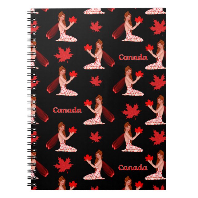 Canadian Pixie with Maple Leaf Spiral Notebook (Front)