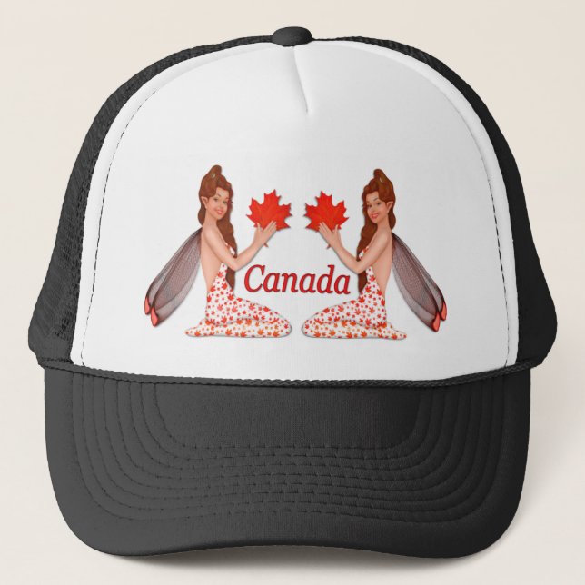 Canadian Pixie with Maple Leaf Trucker Hat (Front)