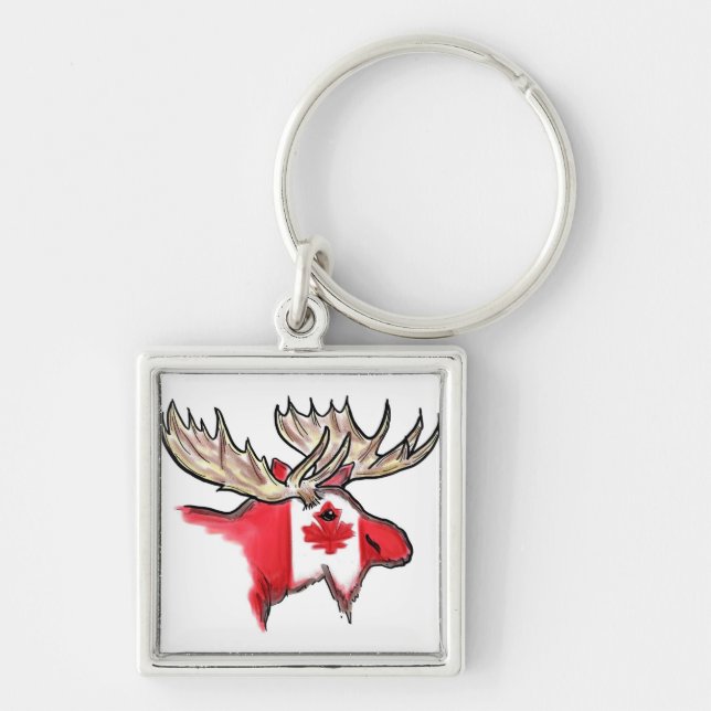 Canadian pride Canada elk flag keychain (Front)