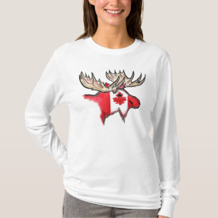 Canadian pride ladies Canada elk flag hoodie T-Shirt