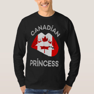 Canadian Princess Lips Maple Leaf Canadian Flag Ca T-Shirt