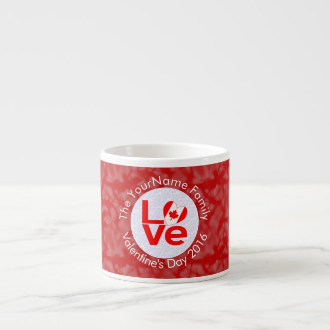 Canadian Red LOVE Flag Personalised  Espresso Cup (Front)