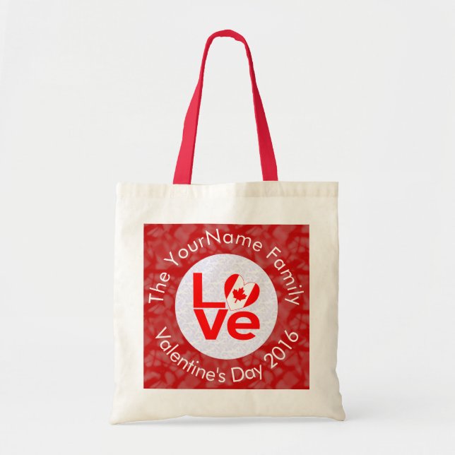 Canadian Red LOVE Flag Personalized  Tote Bag (Front)