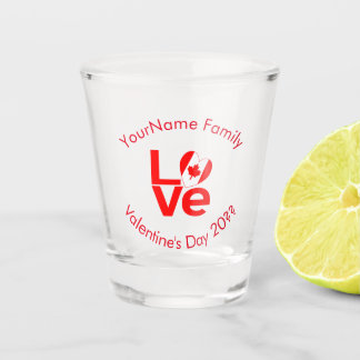 Canadian Red LOVE Heart Flag Personalised Text Shot Glass