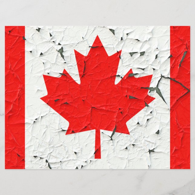 Canadian Red Maple Leaf CANADA Peeling Paint Print Flyer (Front)
