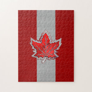 Canadian Red Maple Leaf in Carbon Fibre looks Jigsaw Puzzle