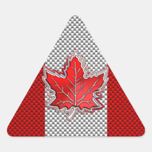 Canadian Red Maple Leaf in Carbon Fibre looks Triangle Sticker