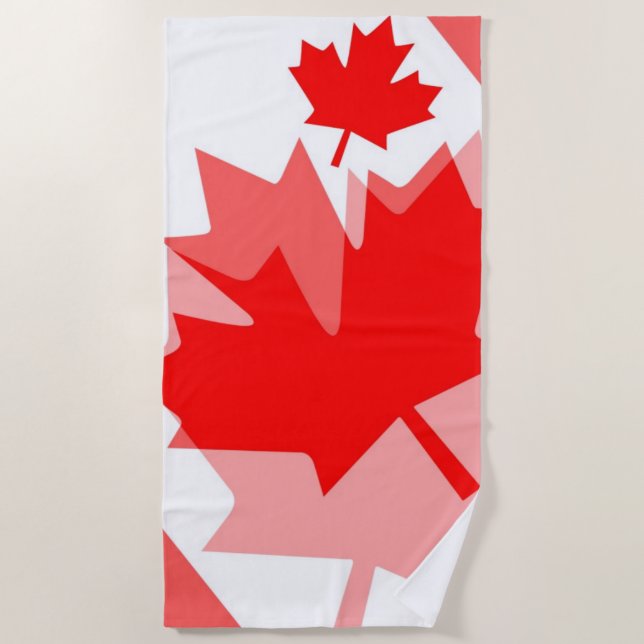 Canadian red Maple Leaf Layered Style CANADA Beach Towel (Front)