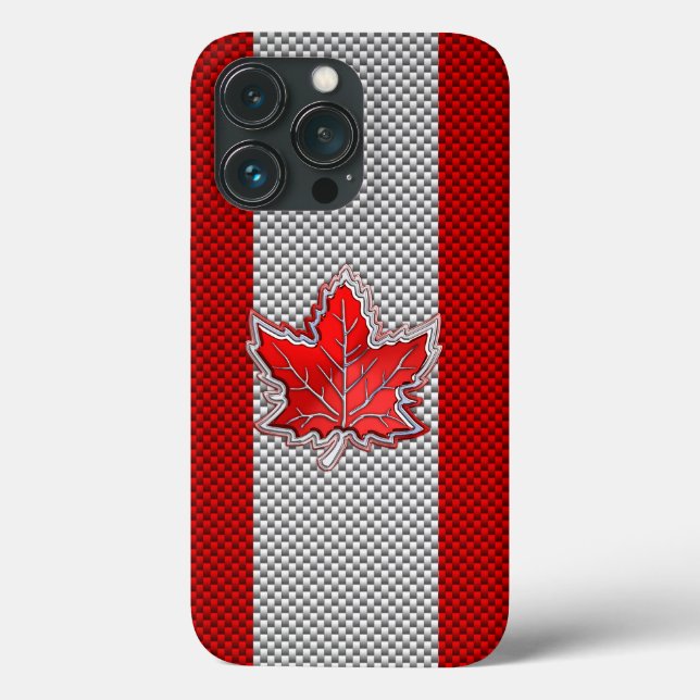 Canadian Red Maple Leaf on Carbon Fibre Print Case-Mate iPhone Case (Back)