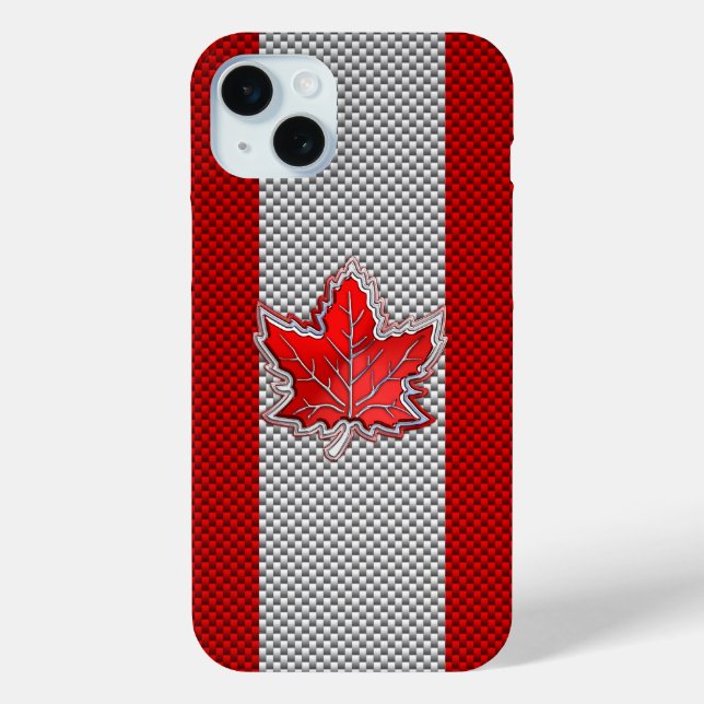 Canadian Red Maple Leaf on Carbon Fibre Print Case-Mate iPhone Case (Back)