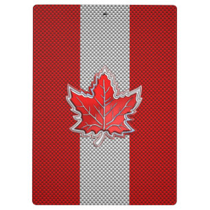 Canadian Red Maple Leaf on Carbon Fibre Print Clipboard