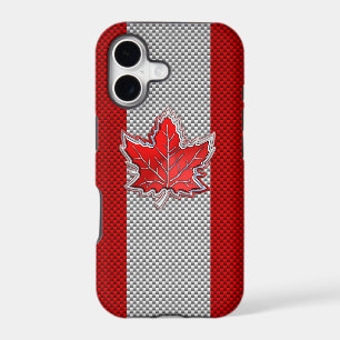 Canadian Red Maple Leaf on Carbon Fibre style