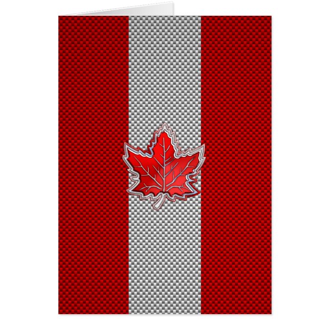 Canadian Red Maple Leaf on Carbon Fibre style (Front)