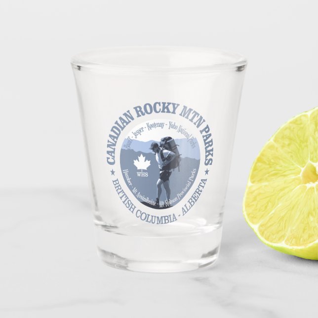 Canadian Rocky Mtn Prks (BG) Shot Glass (Front)