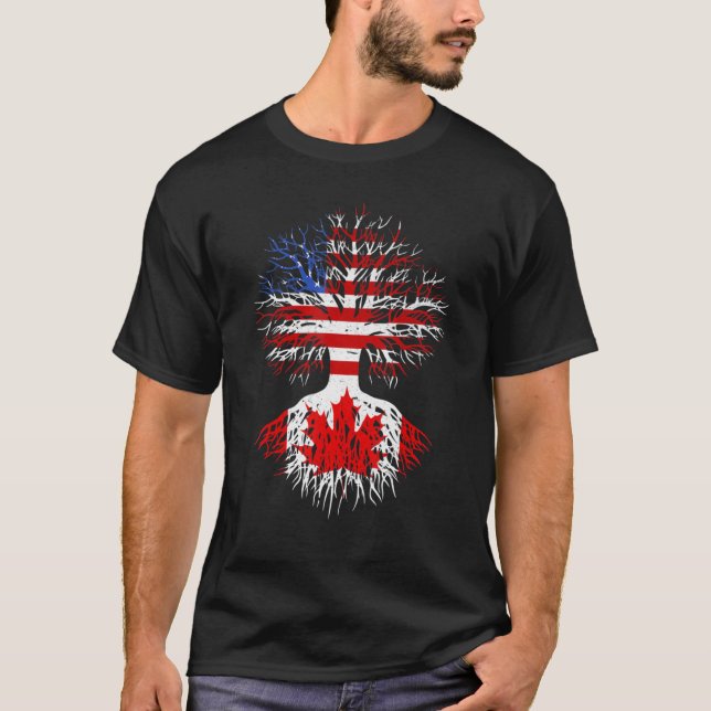 Canadian Roots American Grown Canada Flag   Men Wo T-Shirt (Front)