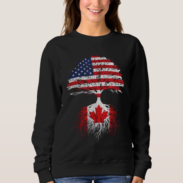 Canadian Roots American Grown Canada Flag Men Wome Sweatshirt (Front)