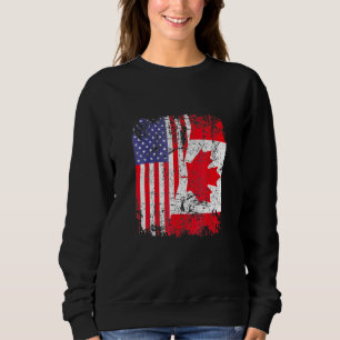 Canadian Roots Half American Flag Canada Sweatshirt