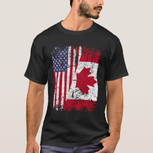 Canadian Roots Half American Flag Canada T-Shirt