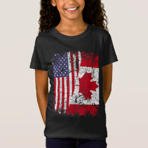 CANADIAN ROOTS Half American Flag CANADA T-Shirt