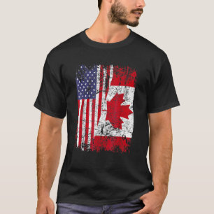 Canadian Roots Half American Flag Canada T-Shirt