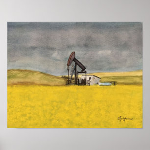 CANADIAN SCENES:  ALBERTA PRAIRIES  WATERCOLOR POSTER