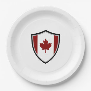 Canadian shield flag paper plate
