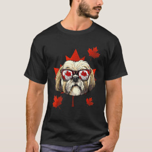 Canadian Shih Tzu Maple Tree Leaf Canada Flag Pet T-Shirt