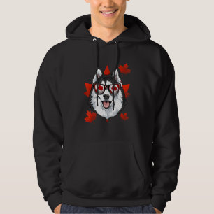 Canadian Siberian Husky Dog Maple Leaf Patriotic C Hoodie