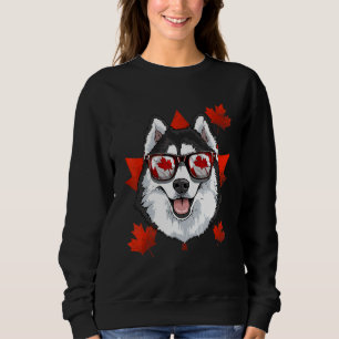 Canadian Siberian Husky Dog Maple Leaf Patriotic C Sweatshirt
