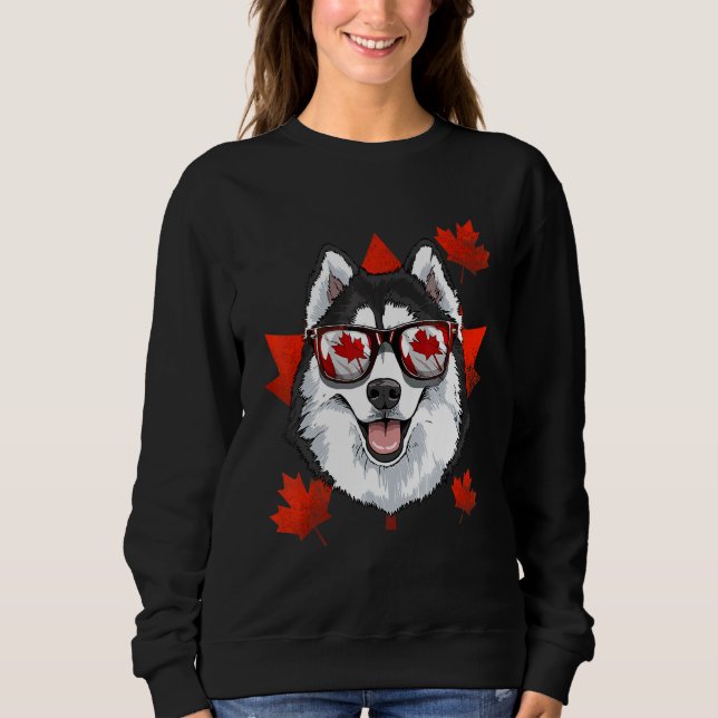 Canadian Siberian Husky Dog Maple Leaf Patriotic C Sweatshirt (Front)