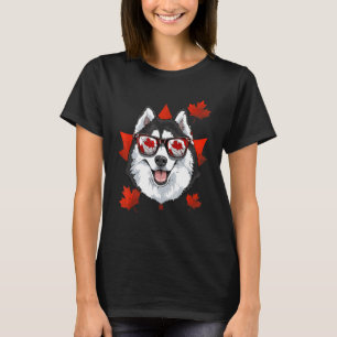 Canadian Siberian Husky Dog Maple Leaf Patriotic C T-Shirt