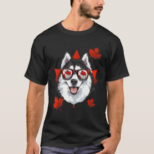 Canadian Siberian Husky Dog Maple Leaf Patriotic C T-Shirt