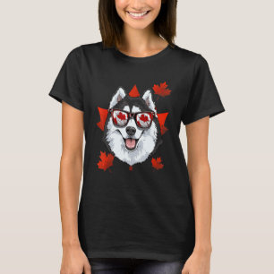 Canadian Siberian Husky Dog Maple Leaf Patriotic C T-Shirt