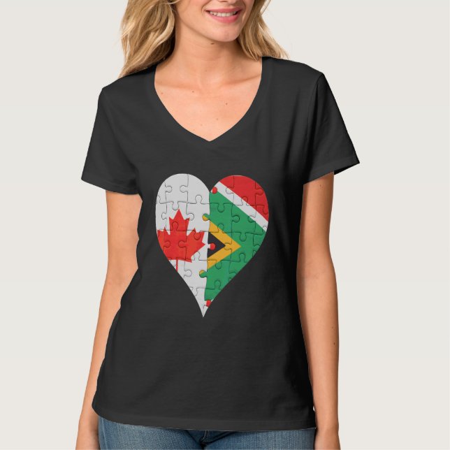 Canadian South African Flag Heart T-Shirt (Front)