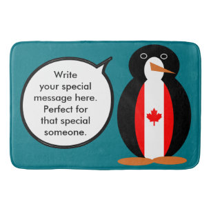 Canadian Talking Ms Penguin Personalised Bath Mat