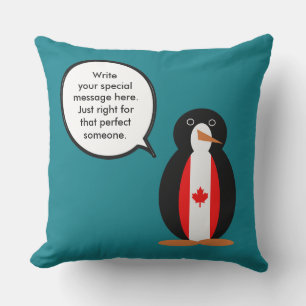 Canadian Talking Ms Penguin Personalised Outdoor Cushion