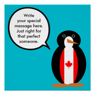 Canadian Talking Ms Penguin Personalised Poster