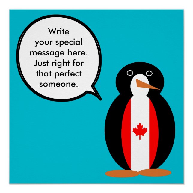Canadian Talking Ms Penguin Personalised  Poster (Front)