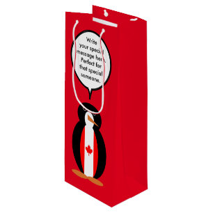 Canadian Talking Ms Penguin Personalised Wine Gift Bag