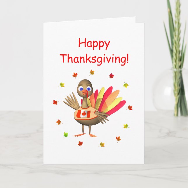 Canadian Thanksgiving Baby Turkey Holiday Card (Front)