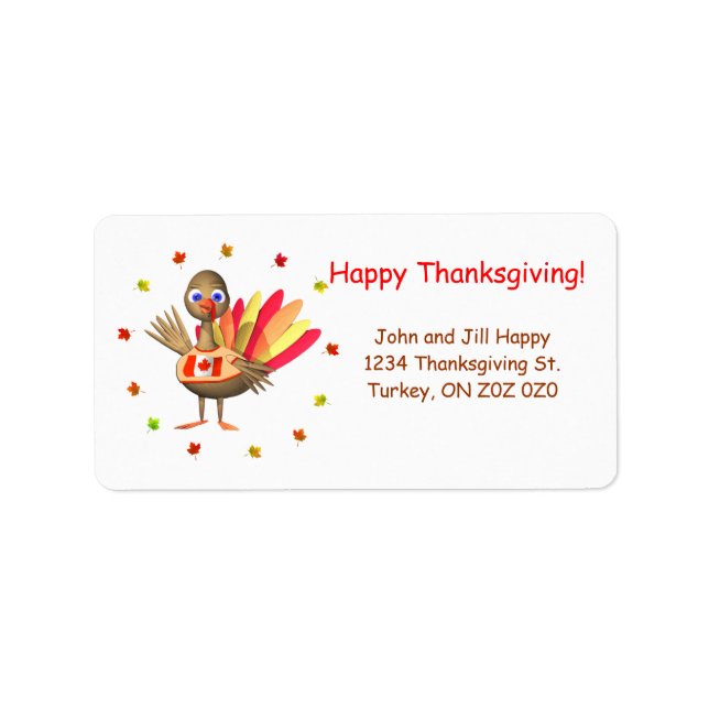 Canadian Thanksgiving Baby Turkey Label (Front)
