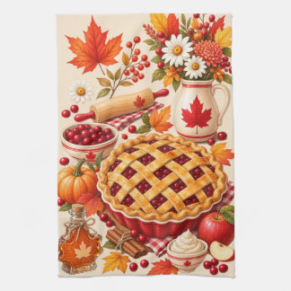 Canadian Thanksgiving Pie Social Tea Towel