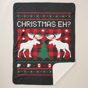 Canadian Ugly Christmas Sweater Design  Sherpa Blanket