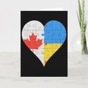 Canadian Ukrainian Flag Heart Canada Ukraine Card