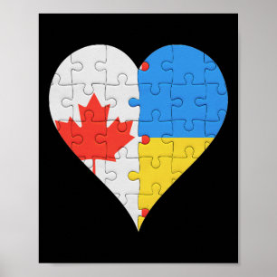 Canadian Ukrainian Flag Heart Canada Ukraine  Poster