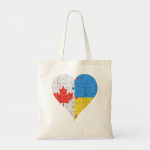 Canadian Ukrainian Flag Heart Canada Ukraine Tote Bag