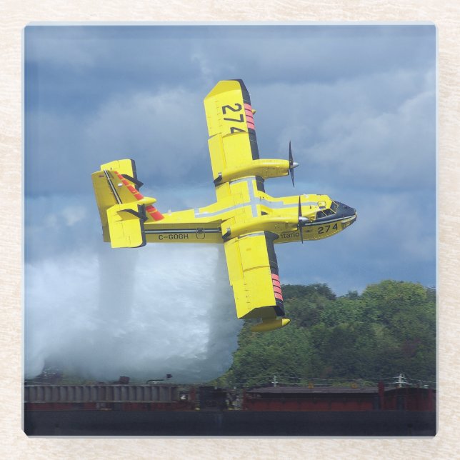 Canadian water bomber 274 glass coaster (Front)