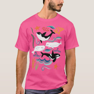 Canadian Whale Watching on Coral Pink T-Shirt